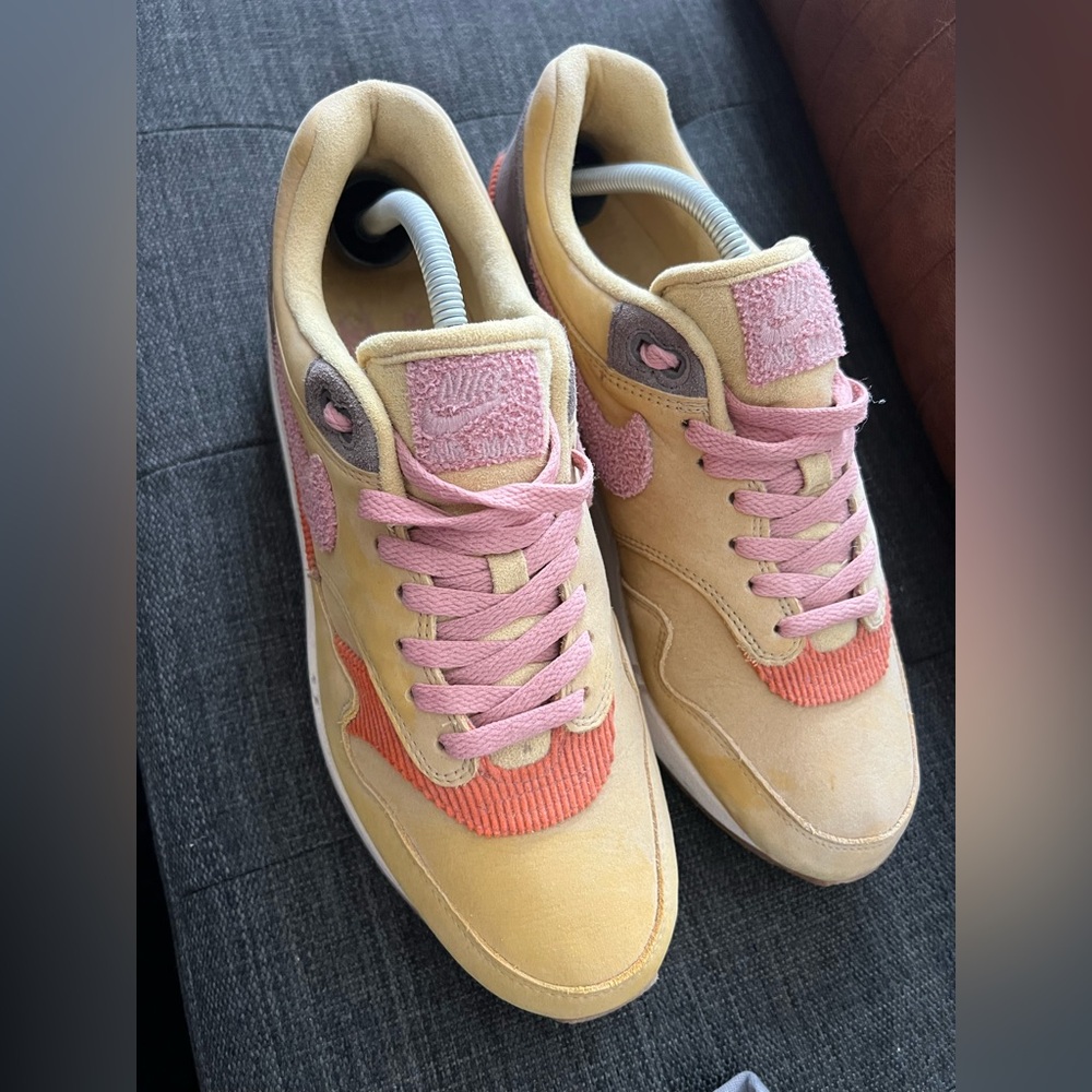 Men’s Nike Air Max 1 Premium Wheat Gold Bacon Crepe Pack 2018 Size 10 - Picture 4 of 7